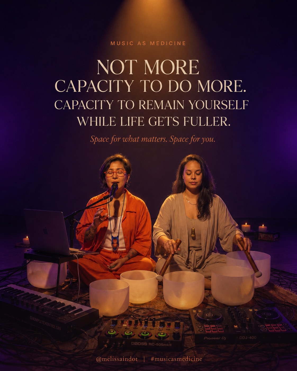Music As Medicine performers with singing bowls and instruments